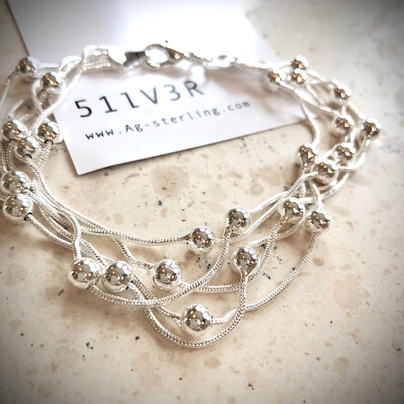 NWT Sterling Silver Ball-Snake Chain Bracelet - Picture 1 of 4